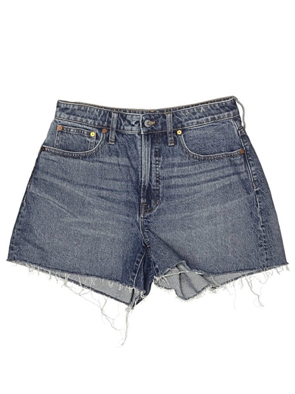 Madewell Distressed Mid-High Rise Blue Denim Cutoff Shorts